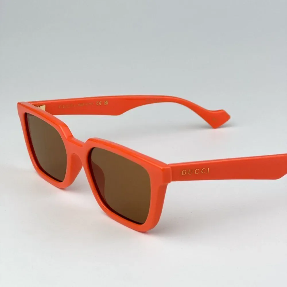 NEW Gucci GG1539S 004 Orange Brown Unisex Rectangle Sunglasses GG 1539S